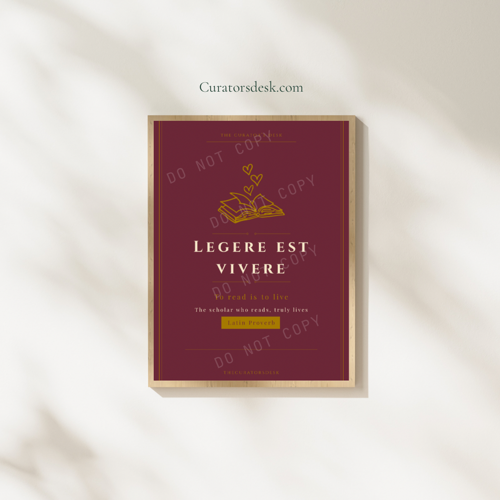 Latin Quote Art Vol. III — Legere est vivere · Dark Academia Scholar Wall Print