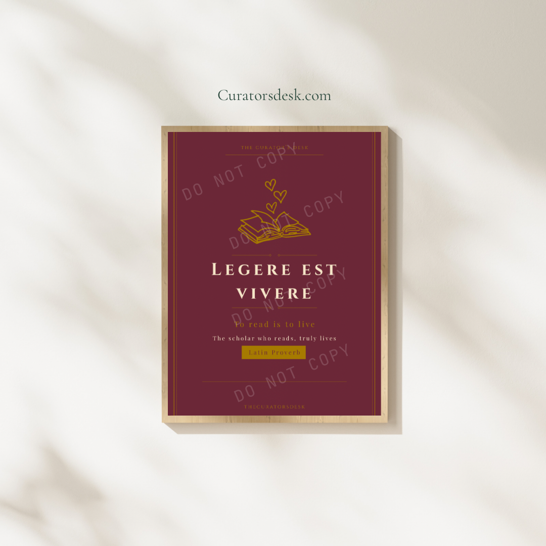 Latin Quote Art Vol. III — Legere est vivere · Dark Academia Scholar Wall Print