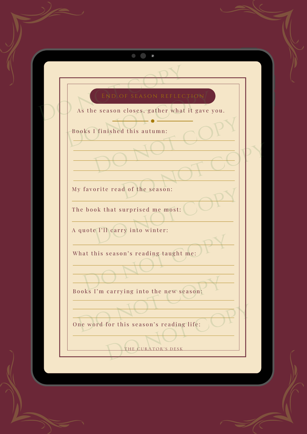 Autumn Scholar’s Reading Journal