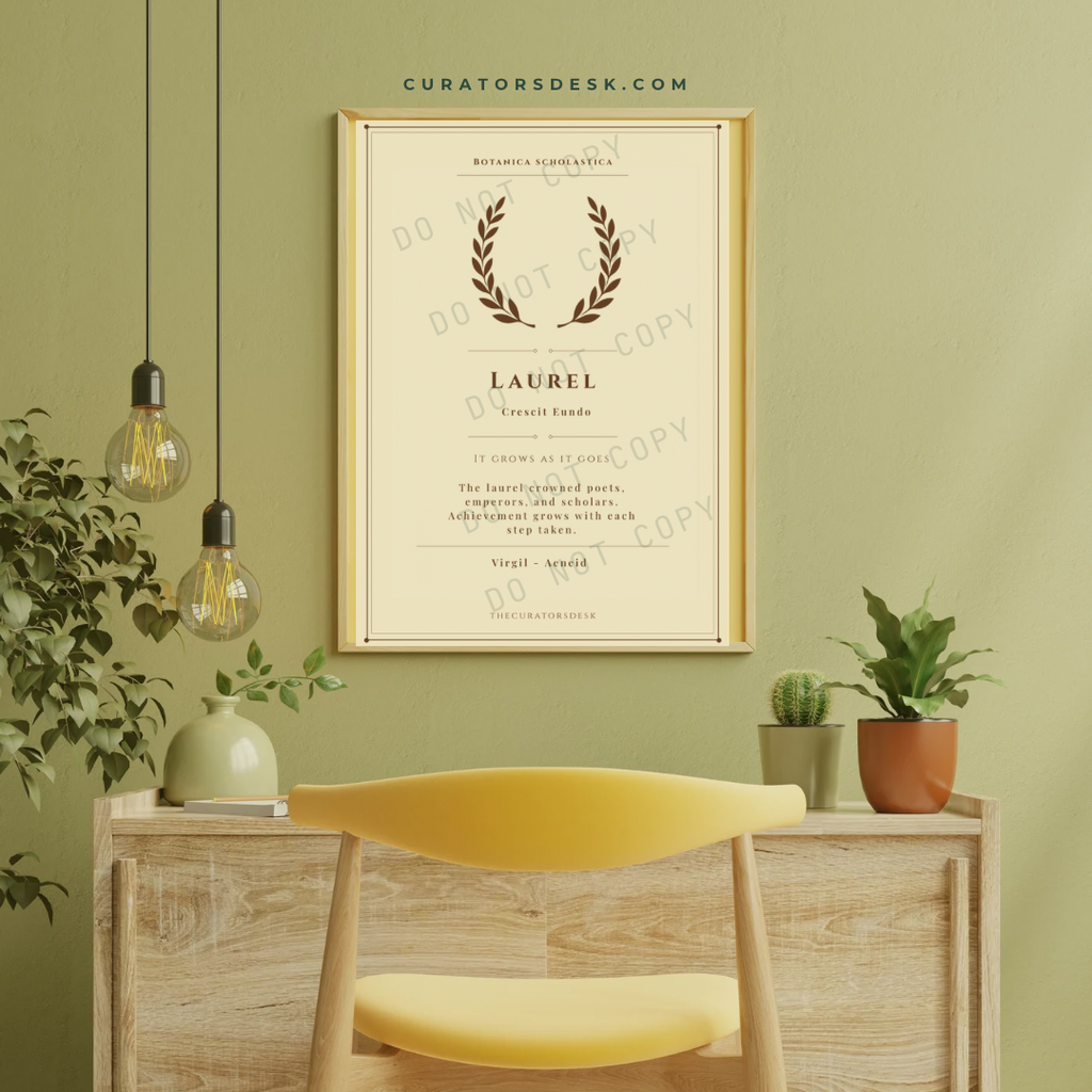 Scholar’s Botanical Print — Lauren · Crescit Eundo · Literary Parchment Wall Art