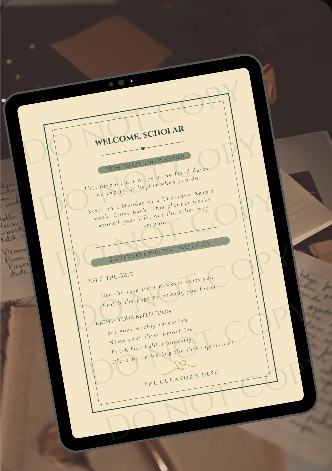 Scholar’s Weekly Planner